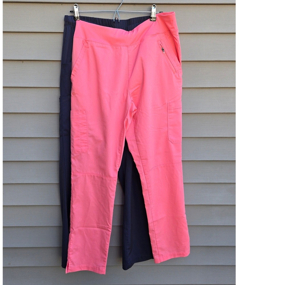 Size medium Scrub Pants Bundle. Pink Yoga Purple Label & Healing Hands Charcoal